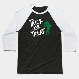 Alien Trick Or Treat Halloween Night Baseball T-Shirt